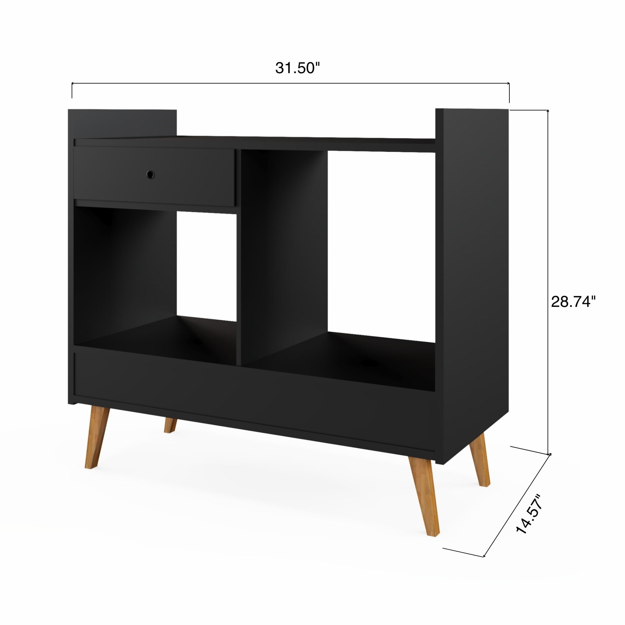 Ember Interiors Oxford Black Modern Bar Cabinet with Wine Storage, Drawer & Open Shelves – Compact Design for Living Room or Kitchen