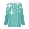 thumbnail image 5 of Qwertyu Merry Christmas Tops for Women Faux Fur Trim V Neck Blouse Graphic Xmas Long Sleeve Fashion Winter Clothing Light Blue 3XL, 5 of 6