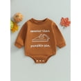 thumbnail image 3 of Baby Boys Girls Halloween Outfits Letter Pumpkin Oversized Bubble Romper Newborn Long Sleeve Sweater Fall Clothes, 3 of 8