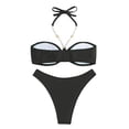 thumbnail image 4 of Trajes de baño para mujer, traje de baño de bikini de estilo dividido de color sólido informal y de moda para mujer con tirantes, trajes de baño para mujer, trajes de baño para mujer, traje de baño pa, 4 of 7