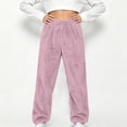 thumbnail image 2 of FAIWAD Kids Plush Pants Elastic Waist Solid Color Fleece Joggers Boys Girls Soft Warm Loungewear, 2 of 8