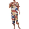 thumbnail image 2 of Njoeus Womens Pajama Sets, Women Pajama Sets Women Summer Casual Two Piece Sets Pajamas Cotton Short Sleeve Top with Capris Pants Plus Size Comfy Lounge Set Xl-4Xl Cute Pajama Sets for Women On Cleara, 2 of 4