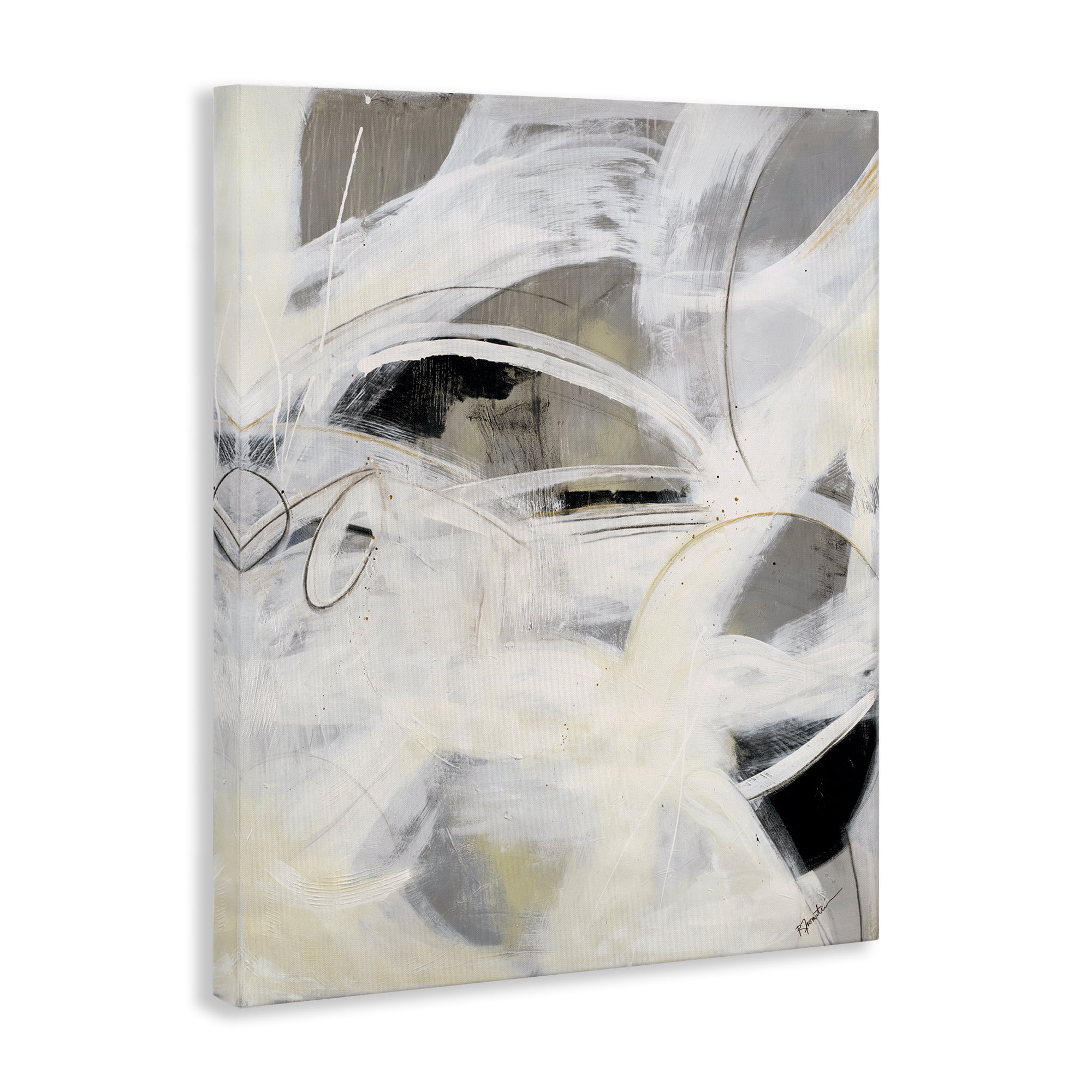 Stupell Industries White Abstract Expression Abstract Painting Wrapped Canvas Art Print Wall Art, 30 x 40