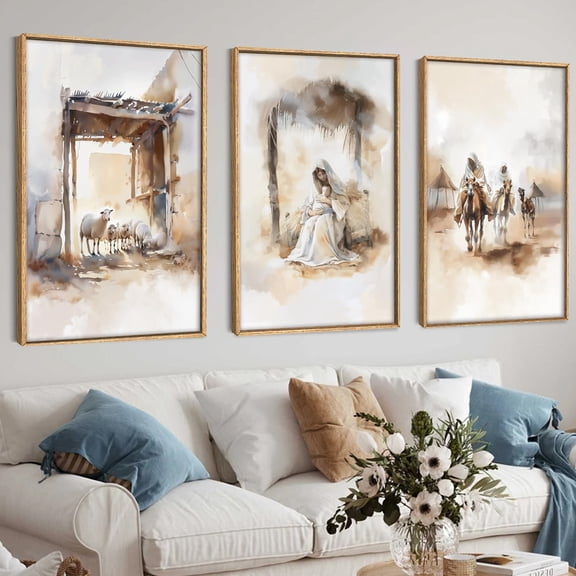 Jesus Wall Art Framed Large Religious Christian Bible Verse Wall Decor the Lords Prayer Wall Painting Set of 3 for Living Room Bedroom 24x36 In