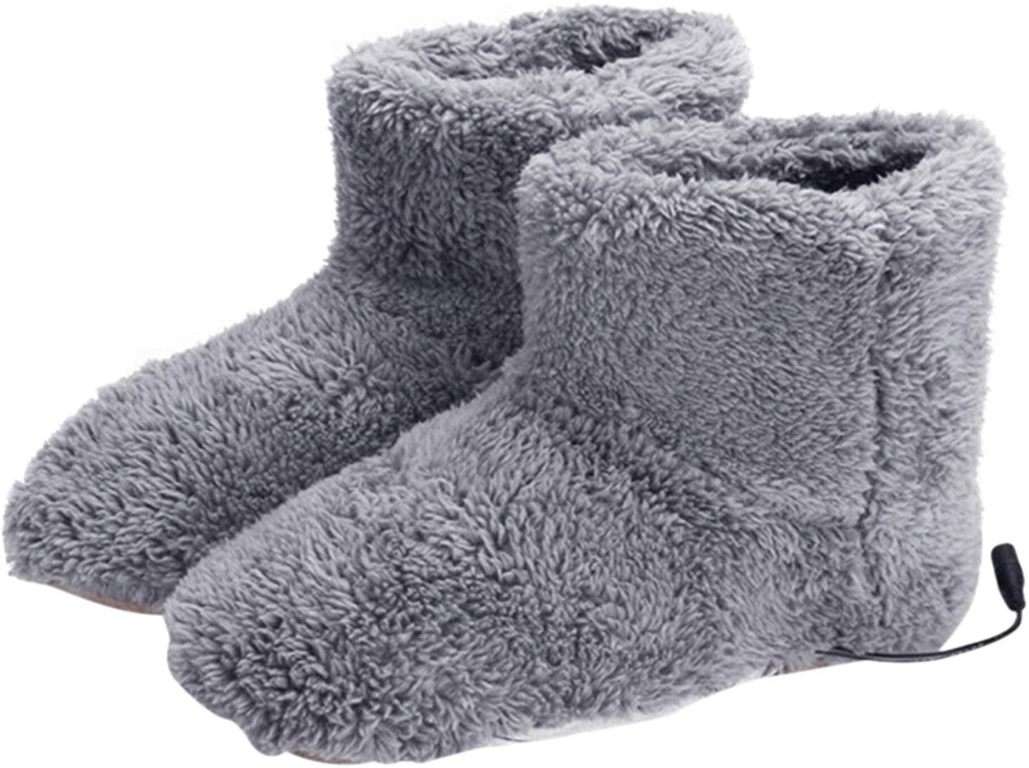 USB Winter Washable Warmer Foot Shoe Plush Electric Warm Slippers Feet Heated UK 