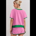 thumbnail image 3 of Conjunto de Dos Piezas para Mujer, Jersey Informal de Corta, Pantalones Cortos A Juego, Chándal Rosa Talla S, 3 of 4