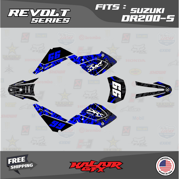 Kalair GFX Graphics Kit for Suzuki DR200-S (All Years) Revolt Series