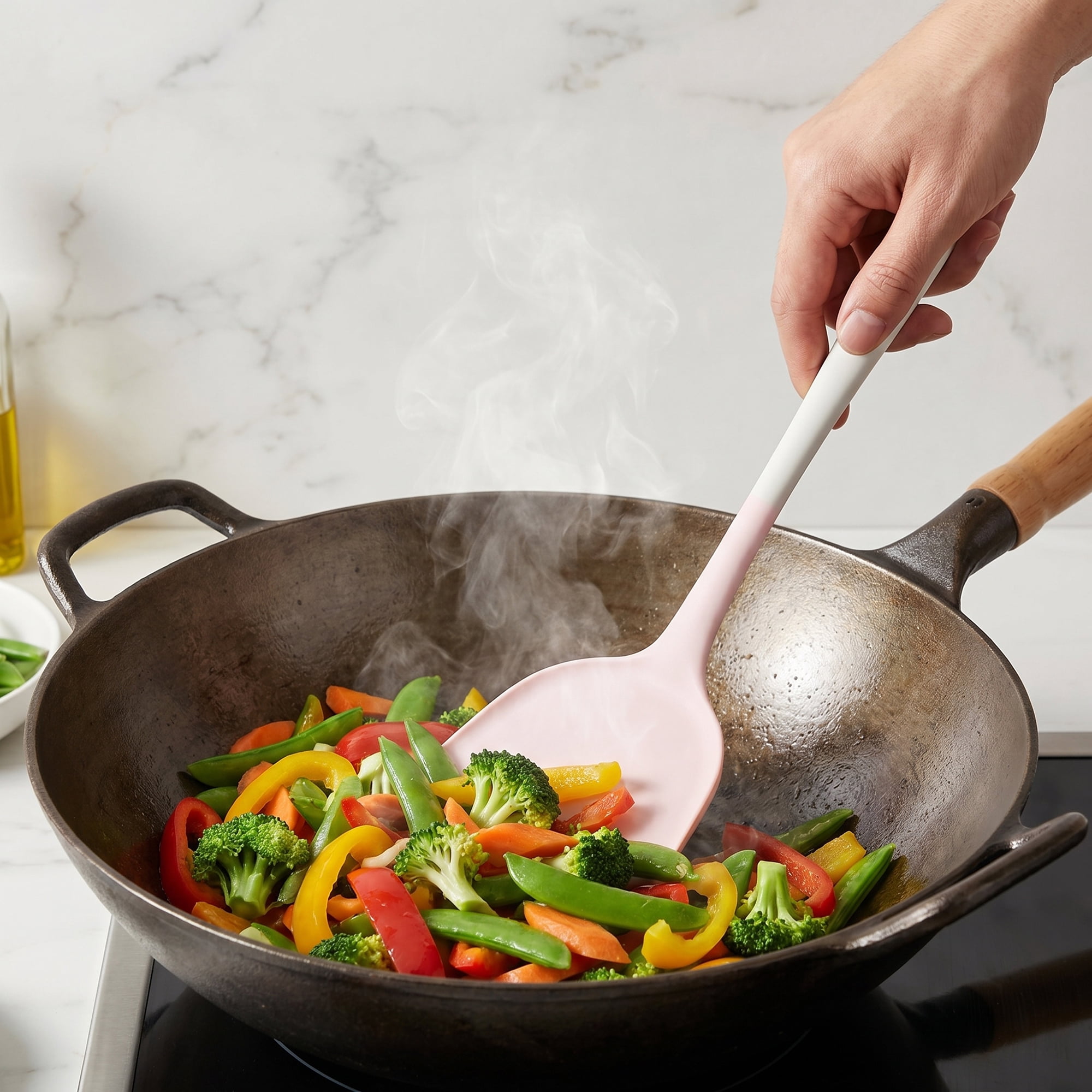 Unique Bargains Kitchen Utensils Heat-Resistant Safe Spatula for Frying Pink 12.8x3.9 in