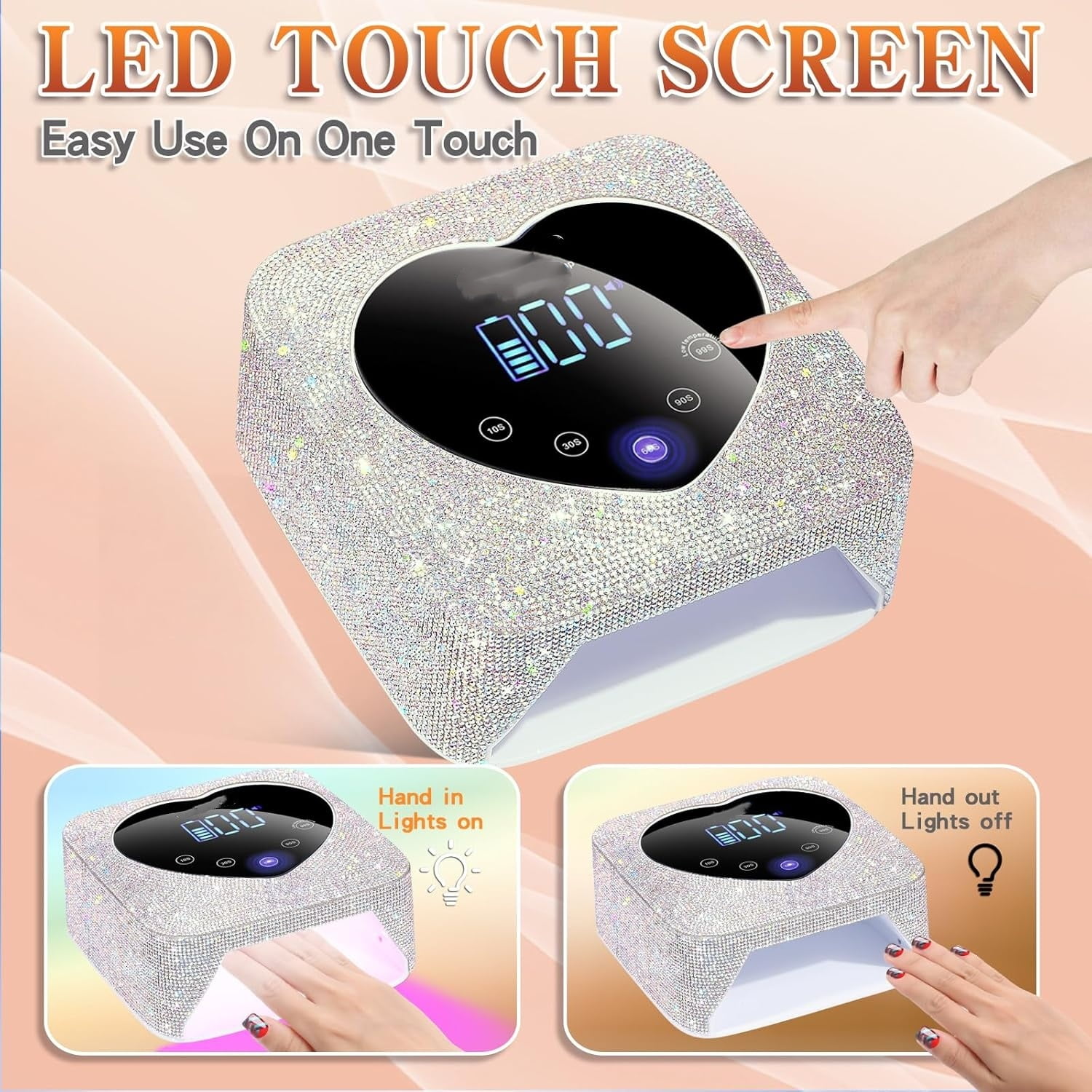 Rechargeable UV LED Nail Lamp,72W Cordless UV Light for Nails with Removable Bottom,Professional Curing Lamp for Gel Nails with 30 Beads,5 Timer Setting Nail Light and LED Touch Screen Gel Nail Dryer