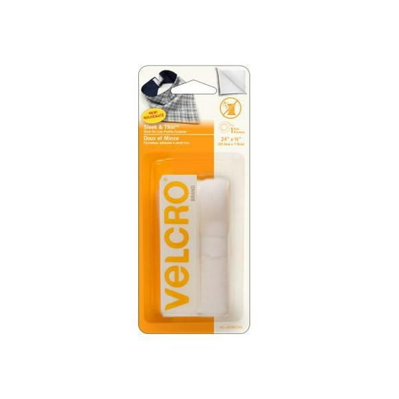 VELCRO® BRAND Sleek and Thin™ Stick On 24" x 3/4" tape, White