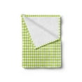 thumbnail image 2 of Houndstooth Soft Flannel Fleece Throw Blanket, Abstract Textile Pattern Scottish Four-Pointed Checks Motif, Cozy Plush for Indoor and Outdoor Use, 50" x 60", Lime Green White, by Ambesonne, 2 of 5