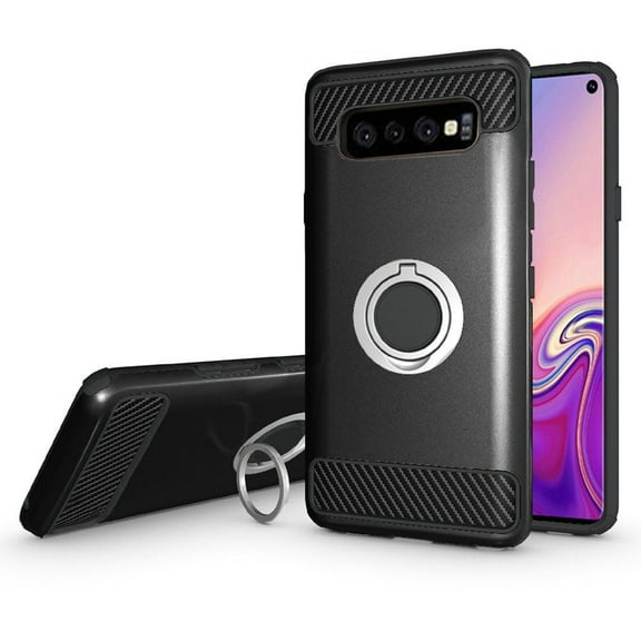 GSA Sleek Hybrid Case w/Ring Stand for Samsung Galaxy S10 (6.1") Black