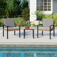 thumbnail image 4 of Costway Ensemble de Mobilier de Patio 3 Pcs avec Table Basse Coussins Amovibles Accoudoirs en Bois d'Acacia Gris, 4 of 10