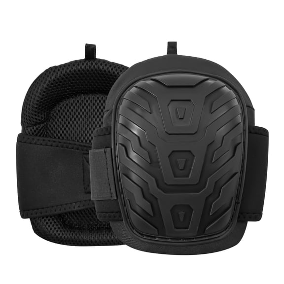 Knee Pads for Work, 1 Pair Heavy Duty with PVC Caps, Internal Cushioning & Breathable Fabric for Indoor/Outdoor Use, Black