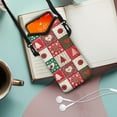 thumbnail image 2 of ZIATUBLES Christmas Patchwork Neoprene Phone Bag Soft Cellphone Sleeve Pouch Shockproof Phone Purse with Adjustable Crossbody Strap and Hook and Loop Fastener, 4 X 8 Inch, 2 of 7