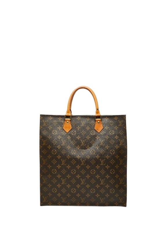 Pre-Owned Louis Vuitton Monogram Sac Plat Handbag Tote Bag M51140 Brown Leather Women's LOUIS...