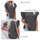 thumbnail image 3 of Top con cuello en V para mujer, mangas cortas con volantes, camiseta informal de verano holgada para uso diario, estampado floral negro S, 3 of 4