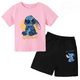 thumbnail image 3 of Conjunto de 2 camisetas y pantalones cortos de Disney Stitch para niños de 1 a 14 años, ropa informal de verano de manga corta con estampado de anime para niños, 3 of 5