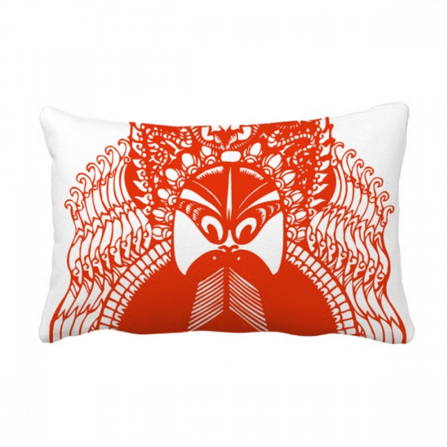 Red Peking Opera Head Moon Paper-cut Throw Pillow Lumbar Insert Cushion Cover Home Decoration