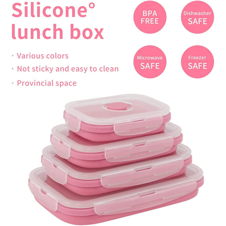 JDEFEG Reusable Bags Silicone Big Waterproof Lunch Box with Compartment  Lunch Box Microwave Sealed Kids School Lunch Plate Kitchen Food Storage  Container Baby Food Storage Pouches Reusable Pp Pink 