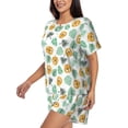 thumbnail image 2 of Bixox Women's Tiger Leaves Printed Pajama Set 2 Piece Lounge Set Top and Shorts Soft Pajamas, Shorts with Pockets, 2 of 7