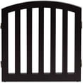 thumbnail image 5 of Demi Bonn 24" Folding Wood Pet Gate with Arched Top, 2-Panel Indoor Foldable Dog Fence for Stairs, Hallways, or Doorways, Retractable Freestanding Safety Dog Gates, Brown, 5 of 7