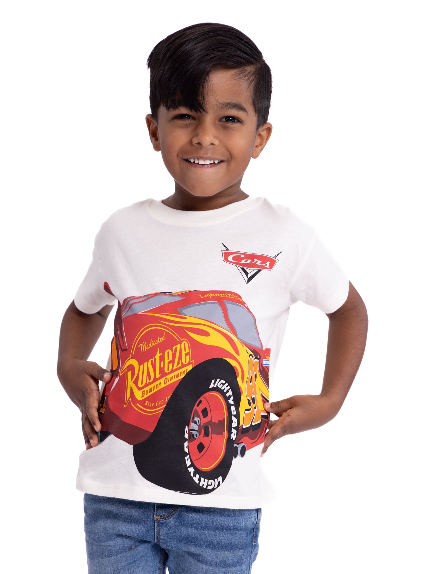 Disney Pixar Cars Toddler Graphic Crewneck Tee with Short Sleeves, Sizes 12M-5T