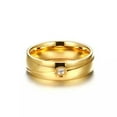 thumbnail image 2 of 6MM Gold Plated Wedding CZ Band Men Women Stainless Steel Wedding Ring Size 6-13, 2 of 5