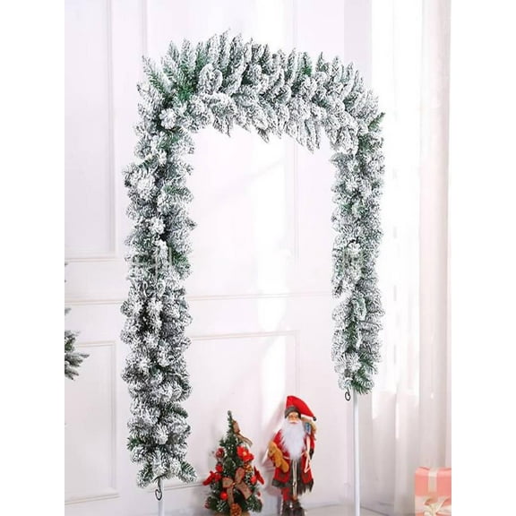 Snow Flocked Christmas Garland 180CM, Snowy Artificial Christmas Garland, Winter Frosted Holiday Garland White Cedar Garland for Xmas Tree, Christmas Tree Garland Decor