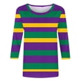 thumbnail image 4 of Women's Tops, Tees & Blouses,Mardi Gras Shirts for Women 3/4 Sleeve Sequin Crew Neck Mardi Gras Outfits Summer Graphic Holiday Carnival Shirt, 4 of 5