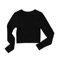 thumbnail image 3 of UVEASISHA Ribbed Knit Crop Tops for Women Slim Fit Long Sleeve Workout Shirts Crew Neck Yoga Athletic T Shirts Solid Color Casual Sporty Tees Black S, 3 of 8