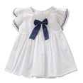 thumbnail image 4 of Vestido de verano para niñas, bonito lazo para niñas, falda en forma de A, falda bordada de manga corta para niñas, 4 of 4
