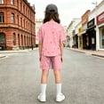 thumbnail image 5 of Girls Summer Outfits Casual Lounge Set Cap Sleeve T Shirt and Elastic Waist Shorts 2 Piece Clothing Sets, 5 of 5