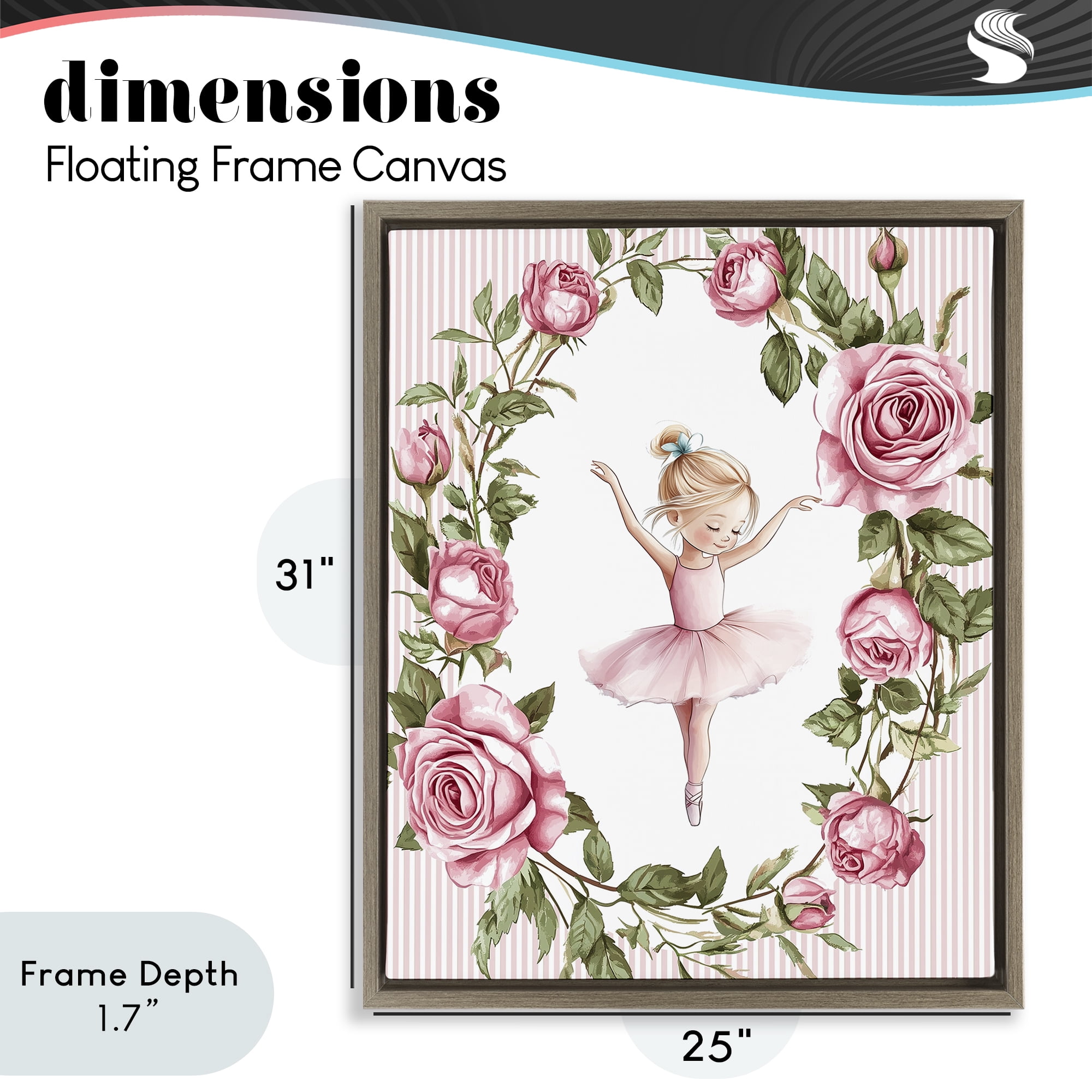 Stupell Industries Little Rose Dance Brown Framed Floater Canvas Wall Art, design by Christine Simpson Art