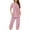 Pink, variant on Censtreet Women's Pajama Sets Short Sleeve Sleepwear Round Neck Pj Loungewear Top and Capri Pants with Pockets