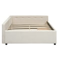 thumbnail image 5 of Euroco Upholstered Full Size Platform Bed with 2 Storage Drawers for Kids Teens, Beige, 5 of 14
