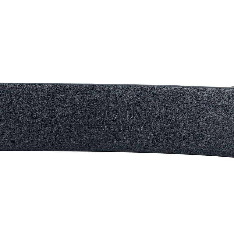 Prada Navy Saffiano Leather Belt Silver Belt Buckle 2CM046 
