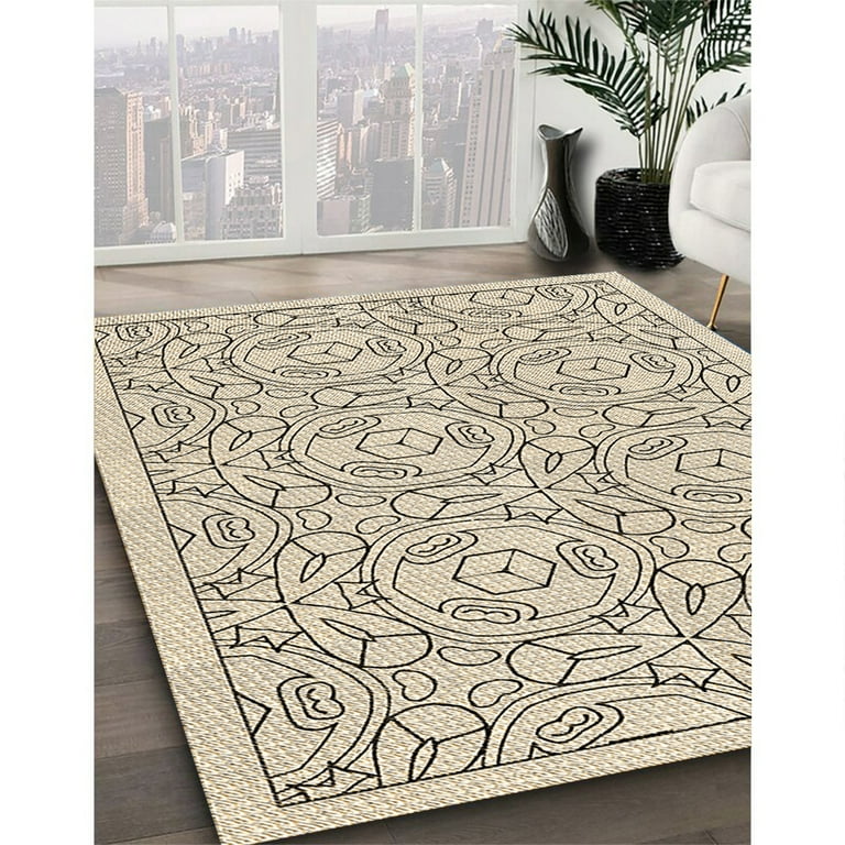 Ahgly Company Machine Washable Indoor Rectangle Transitional Moccasin Beige  Area Rugs, 3' x 5