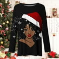 thumbnail image 4 of HOMBOM Black Tops for Women Fall Casual Crewneck Merry Christmas Long Sleeve Plus Size Ladies Blouse Christmas, 4 of 5