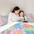 thumbnail image 5 of Manfei Groovy Flowers Full Size Comforter Sets 3-Piece for Teens Adults,Vintage Aesthetics Bedding Comforter Set,Abstract Gradient Lightweight Bedding Sets,Breathable Home Decor,Reversible, 5 of 8