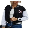 thumbnail image 2 of Femmes Varsity Baseball Jacket Uniforme Pull à Capuche Sport Sweat-Shirt Manteau, 2 of 5