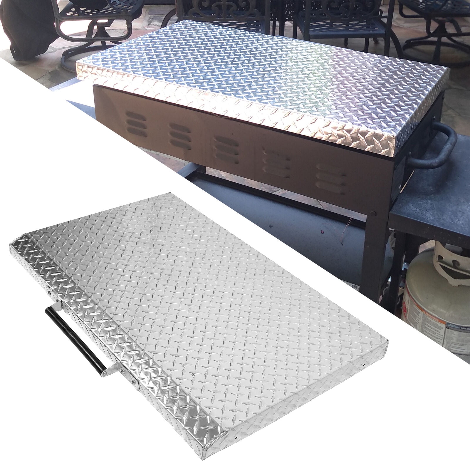 HECASA 36" Light Aluminum Diamond Plate Sheet Grill Covers for Outdoor