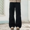 thumbnail image 2 of Men's Casual Solid Color Wide Leg Trousers Straight Fit Summer Comfortable Daily Wear Breathable Lightweight Loose Pants Men's Pants Elastic Waist Loose Fit Athletic, 2 of 5