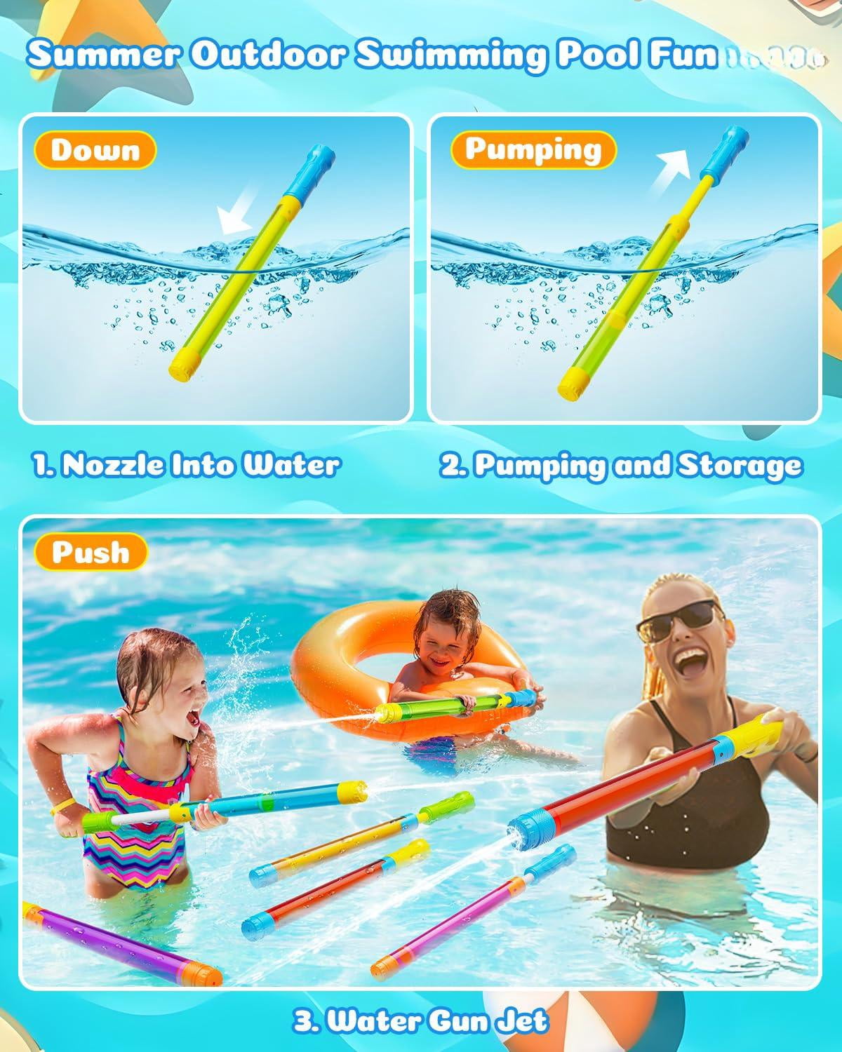Water Blaster Squirt Toys 4 Pack Outdoor Summer Play