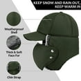 thumbnail image 3 of IC ICLOVER Men's Trapper Hat Windproof Warm Winter Hats with Mask Earflaps Cold Weather Women Faux Fur Hunting Skiing Cycling Hat Baseball Caps, Green, 3 of 8