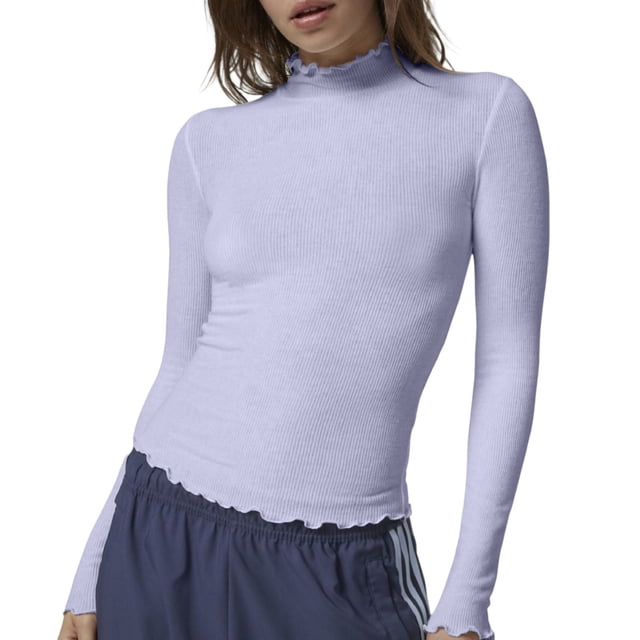 Gibobby Playera Moda Camiseta de manga larga para mujer, cuello redondo, ajustada, sexy, básica(Morado, M)