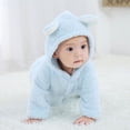 thumbnail image 3 of Adarl Winter Warm Newborn Baby Boy Girl Fleece Jumpsuit Hooded Romper Coat Outwear Blue 3-6 Months, 3 of 10