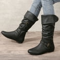 thumbnail image 4 of Luxalzxs Knee High Boots Women Fashion Retro Long Boots Belt Buckle Side Zipper Round Toe Boots, 4 of 5