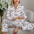 thumbnail image 6 of Salouo Lavender And Butterfly Pattern Women's Pajamas Set Long Sleeve Button Down Sleepwear Soft Pj Lounge Sets for women 2 Piece Pjs Set with Long Pants-Large, 6 of 7
