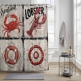 thumbnail image 4 of Vintage Nautical Shower Curtains for Bathroom, Rudder Lobster Crab Coastal Ocean Washable Fabric Shower Curtain with Hooks Waterproof Bathroom Decor Sets, 36 x 78 Inches, 4 of 9